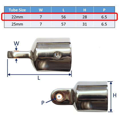 Stainless Steel Tube End Cap With Mounting Hole, in 316 Stainless Steel