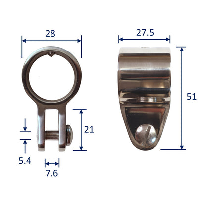 Stainless Steel Round Tube Connection Bracket For Lug Attachment, In 316 Stainless Steel