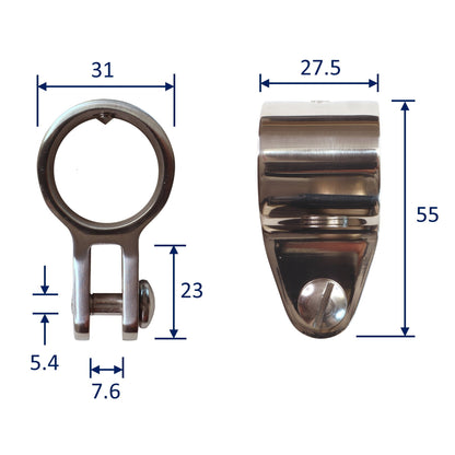 Stainless Steel Round Tube Connection Bracket For Lug Attachment, In 316 Stainless Steel