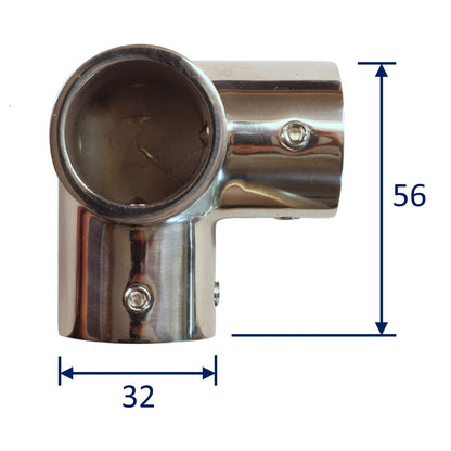 Stainless Steel Tubular 90-Degree Corner Fitting, For Joining Stainless Steel Tubing