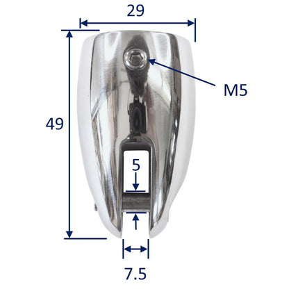 Stainless Steel Tube End Cap With Fork End, Rounded Shape, Polished Finish