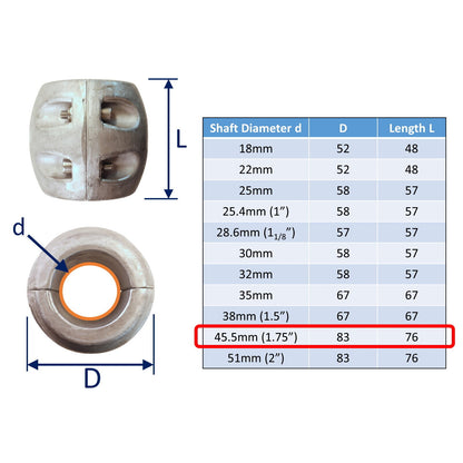 Zinc Shaft Anode For Boat Prop Shafts In Salt Water, To Protect From Corrosion