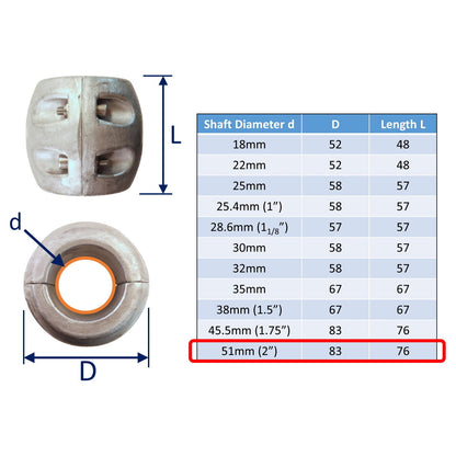 Zinc Shaft Anode For Boat Prop Shafts In Salt Water, To Protect From Corrosion