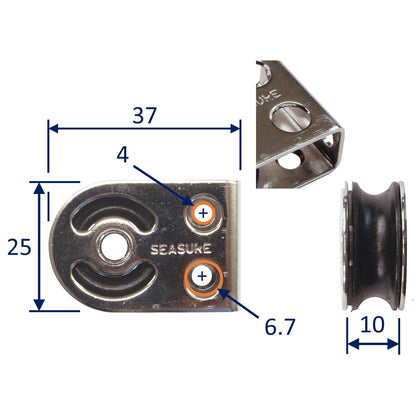 Stainless Steel Small Pulley Block, With Direct Attachment / Mounting Points, 316 Stainless Steel