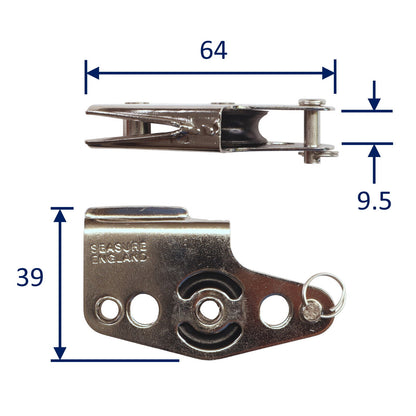 Stainless Steel Small Pulley Block, With Built-In V-Jammer And Becket, Single Block