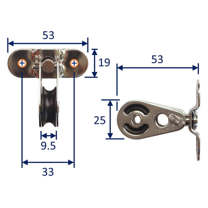 Stainless Steel Small Pulley Block, With Screw Mounting Plate And Swivel