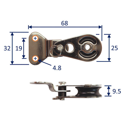 Stainless Steel Small Pulley Block, With Screw Mounting Plate