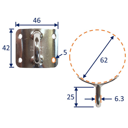 Dinghy Mast-To-Boom Connection Plate (Gooseneck), Made From 316 Stainless Steel, Vertical Eye