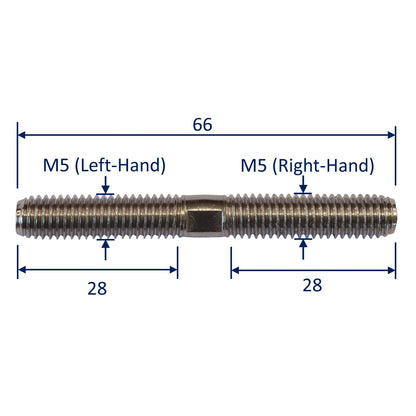 Stainless Steel Metric Stud, With Left-Hand & Right-Hand Thread, Made From 316-Grade Stainless Steel