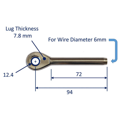 Swage Eye End Fitting For Wire Rope, 316 Stainless Steel Swage Fitting, With Eye End