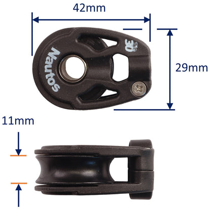 Tie-On Sailing Pulley Block, For Line Up To 8mm, Secured With 30mm Sheave