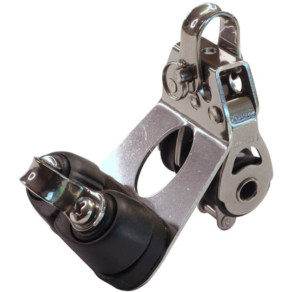 Triple Fixed Pulley Block With Cam Cleat & Becket, 316 Stainless Side Plates, Miniox