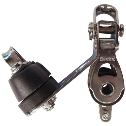 Triple Fixed Pulley Block With Cam Cleat & Becket, 316 Stainless Side Plates, Miniox