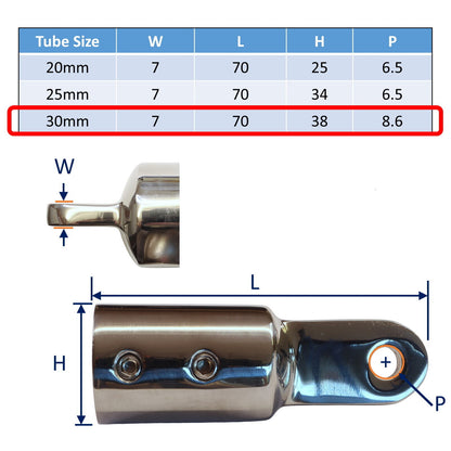 Stainless Steel Tube End Cap, Made From 316 Stainless, With 2 Grub Screw Fixings, Choice Of Diameters