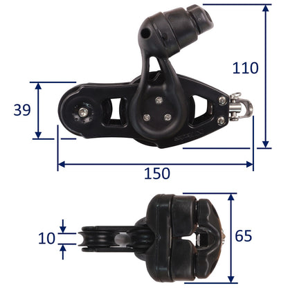 Nautos Organic 57 Fiddle Swivel Sailing Pulley Block With Ball Race & Cam-Cleat