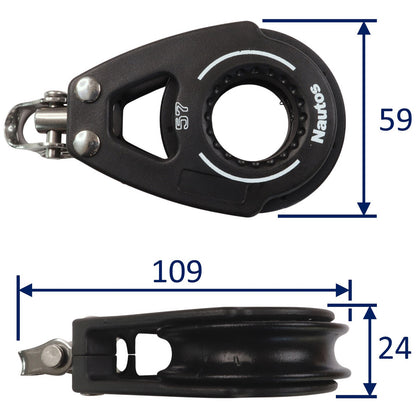 Nautos Organic 57 Single Swivel Sailing Pulley Block With Ball Race