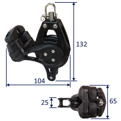 Nautos Organic 57 Single Swivel Sailing Pulley Block With Becket & Cam Cleat