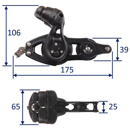 Nautos Organic 57 Fiddle Swivel Sailing Pulley Block With Becket & Cam Cleat