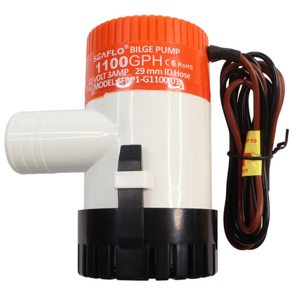 SEAFLO 1100 GPH Electric Bilge Pump And Float Switch Combination Kit Fully Submersible