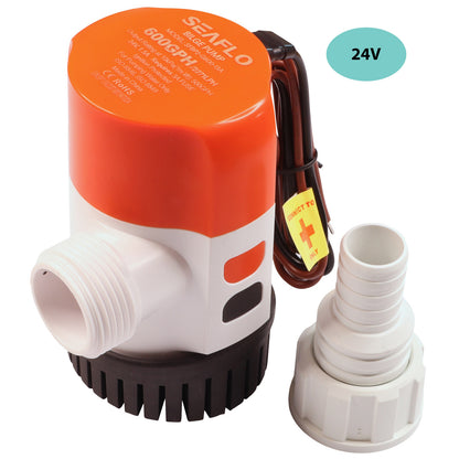 24V SEAFLO 600 GPH Electric Bilge Pump With Modular Quick Connect & Non-Return Valve