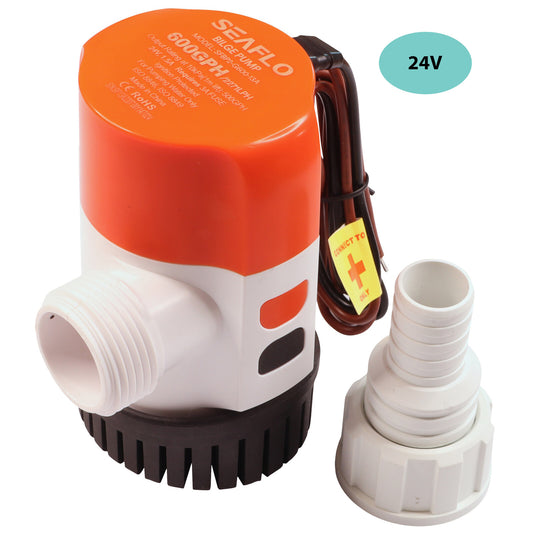 24V SEAFLO 600 GPH Electric Bilge Pump With Modular Quick Connect & Non-Return Valve