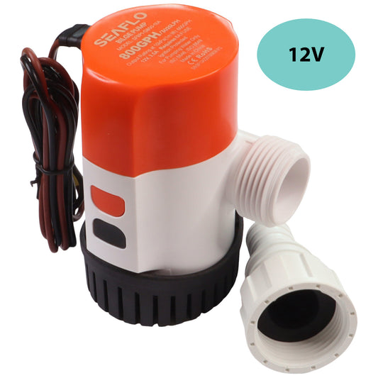 12V SEAFLO 800 GPH Electric Bilge Pump With Modular Quick Connect and Non-Return Valve