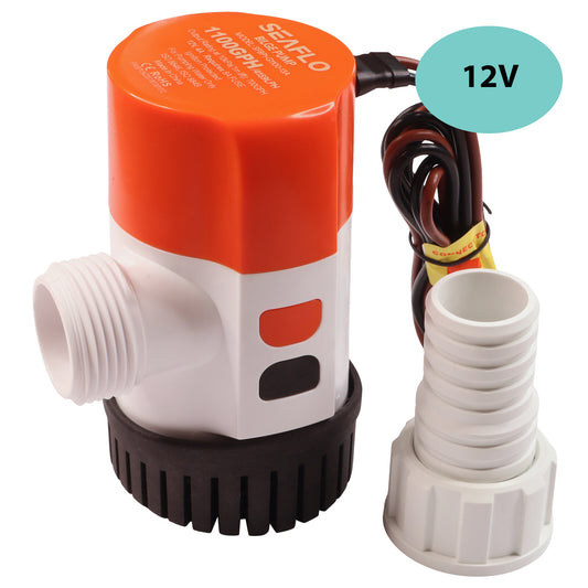 12V SEAFLO 1100 GPH Electric Bilge Pump With Modular Quick Connect and Non-Return Valve