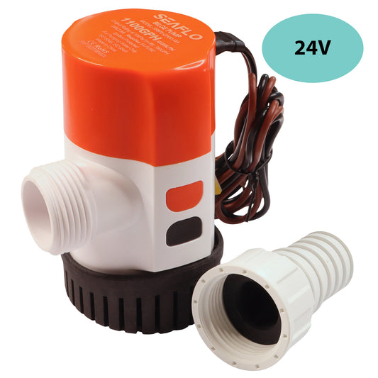 24V SEAFLO 1100 GPH Electric Bilge Pump With Modular Quick Connect and Non-Return Valve