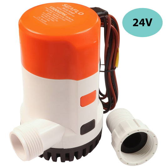 SEAFLO 1500 GPH Electric Bilge Pump / Submersible Pump / 24Volt Bilge Pump. Boat Bilge Pump With Non-Return Valve