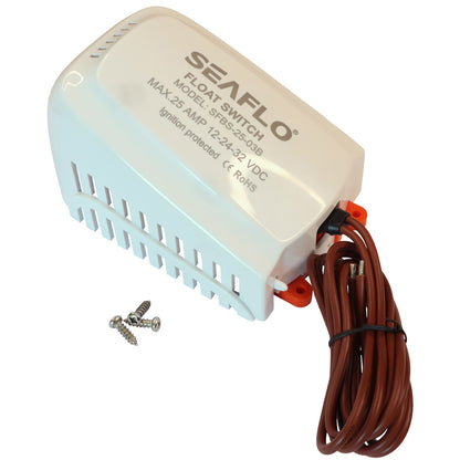 SEAFLO Bilge Pump Float Switch including Strainer Housing, 25A Rating (Mercury Free) Suitable in Fresh and Sea Water