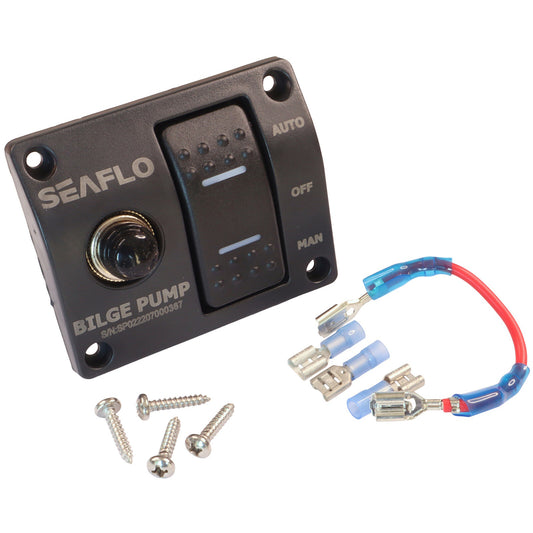 SEAFLO Plastic Bilge Pump Switch / 12 or 24 Volts / Switch Auto/Off/Manual / Fuse 15 AMP