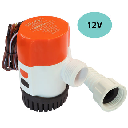 SEAFLO 1100 GPH Electric Timer Sensing Automatic Bilge Pump / 12 Volt Boat Bilge Pump / Submersible and Ignition Protected.