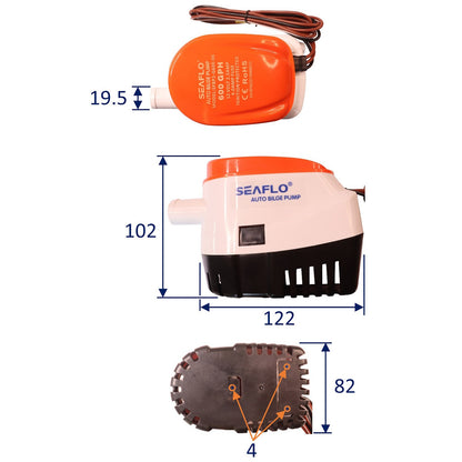 SEAFLO 600 GPH Mechanical Automatic Bilge Pump / Pump and Integral Float Switch / 12Volt Bilge Pump/ Anti-Fouling Impeller