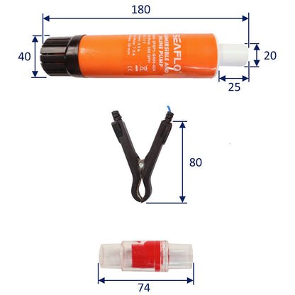 SEAFLO Submersible & Inline Pump, 12 volts, 500 GPH/1892 LPH, For Fresh Water or Sea Water up to 60 Degrees, Diesel up to 40 Degrees.