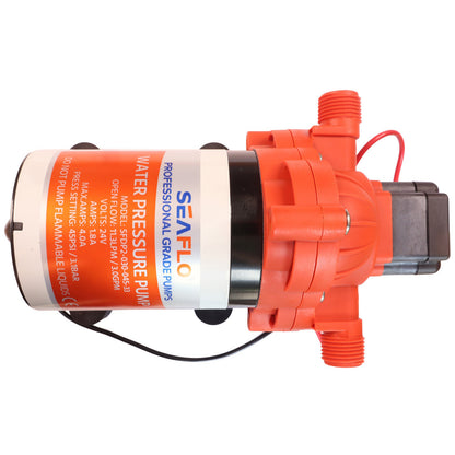 SEAFLO Water Pressure Pump, 33-Series, 24 Volts, Self-Priming Diaphragm Pump, Adjustable Pressure