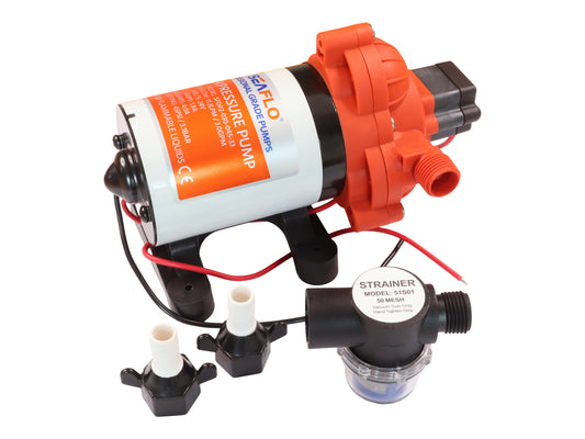 SEAFLO Water Pressure Pump, 33-Series, 24 Volts, Self-Priming Diaphragm Pump, Adjustable Pressure