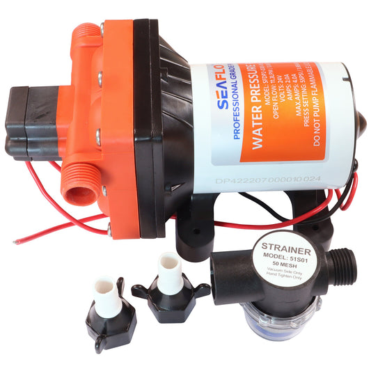 SEAFLO Water Pressure Pump- 42 Series, 24 Volts, 4-Chamber Diaphragm Pump, Adjustable Pressure Switch