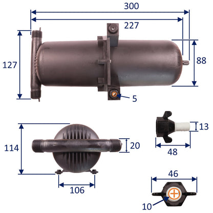 SEAFLO Pressurised Accumulator Tank, Holding A Reservoir of Air & Water Downstream From Your Pump, Internal Volume 1.0 Litre