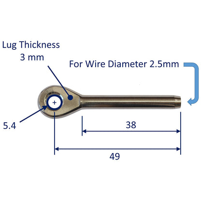 Swage Eye End Fitting For Wire Rope, 316 Stainless Steel Swage Fitting, With Eye End