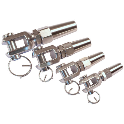 Wire Rope End Terminal Fork End, 316 Stainless Steel Wire Rope Terminal With Mechanical Grip Connection