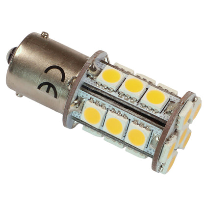 Interior LED Bulb, BA15S Fitting, Warm White, 279 Lumen, 23W,10-30V DC, Single Contact Base, 21 LED