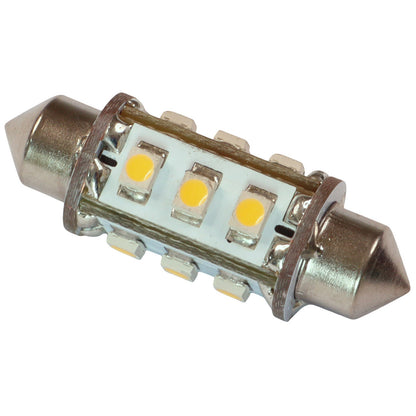 Festoon LED Bulb, SV8.5 Fitting, Warm White, 90 Lumen, 8W, 10-30V DC. 12 LED, 37mm Length