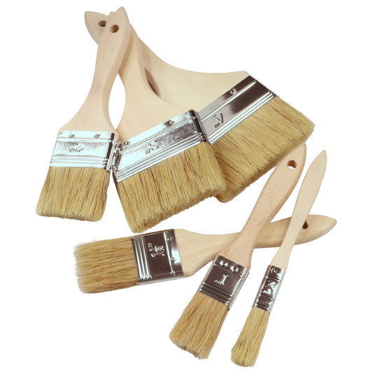 Economy Natural Bristle Brushes With Wooden Handle, Sold As Single, Available In Various Sizes