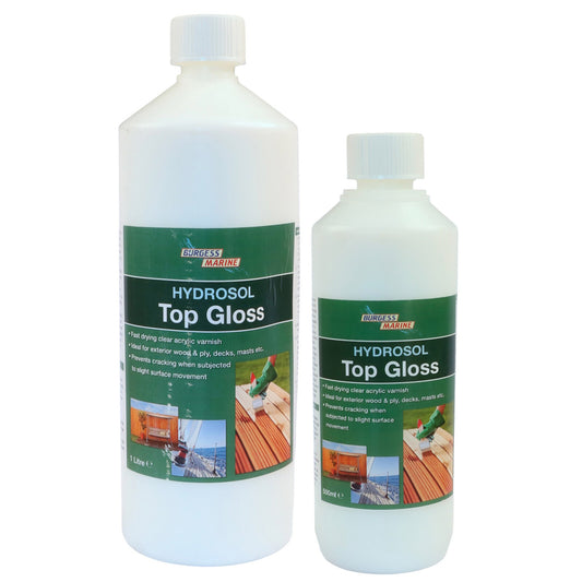 Hydrosol Top Gloss, Clear Acrylic Varnish, For Wood & Ply, Decks & Masts