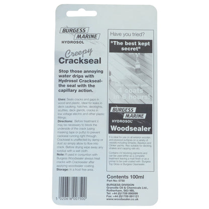 Marine Hydrosol Creepy Crackseal, 100ml, Repair Cracks & Gaps In Deck Caulking, Hatches, Decklights, Scuttles & Deck Glands