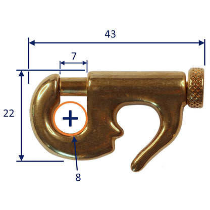 Bronze Roll-Over Crimp-on Piston Hank Fastener 43mm, Ideal For Use On Jibs And Other Fore-Sails