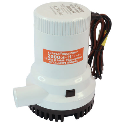 SEAFLO 2000 GPH Electric Bilge Pump / Non-Automatic / Submersible Pump / 12Volt