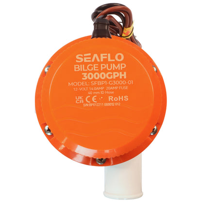 SEAFLO 3000 GPH Electric Bilge Pump / Non-Automatic / Submersible Pump / 12Volt