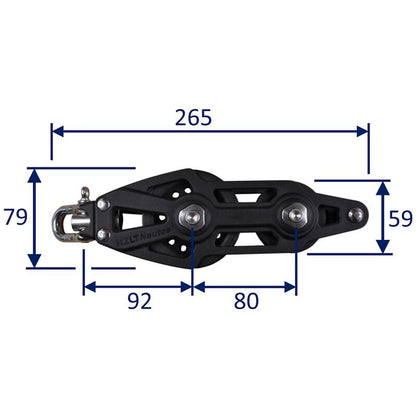 Sailing Pulley Block, Holt Nautos Plain Block 80 With Violin & Swivel & Becket