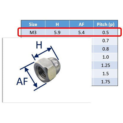 M3 stainless steel dome nut